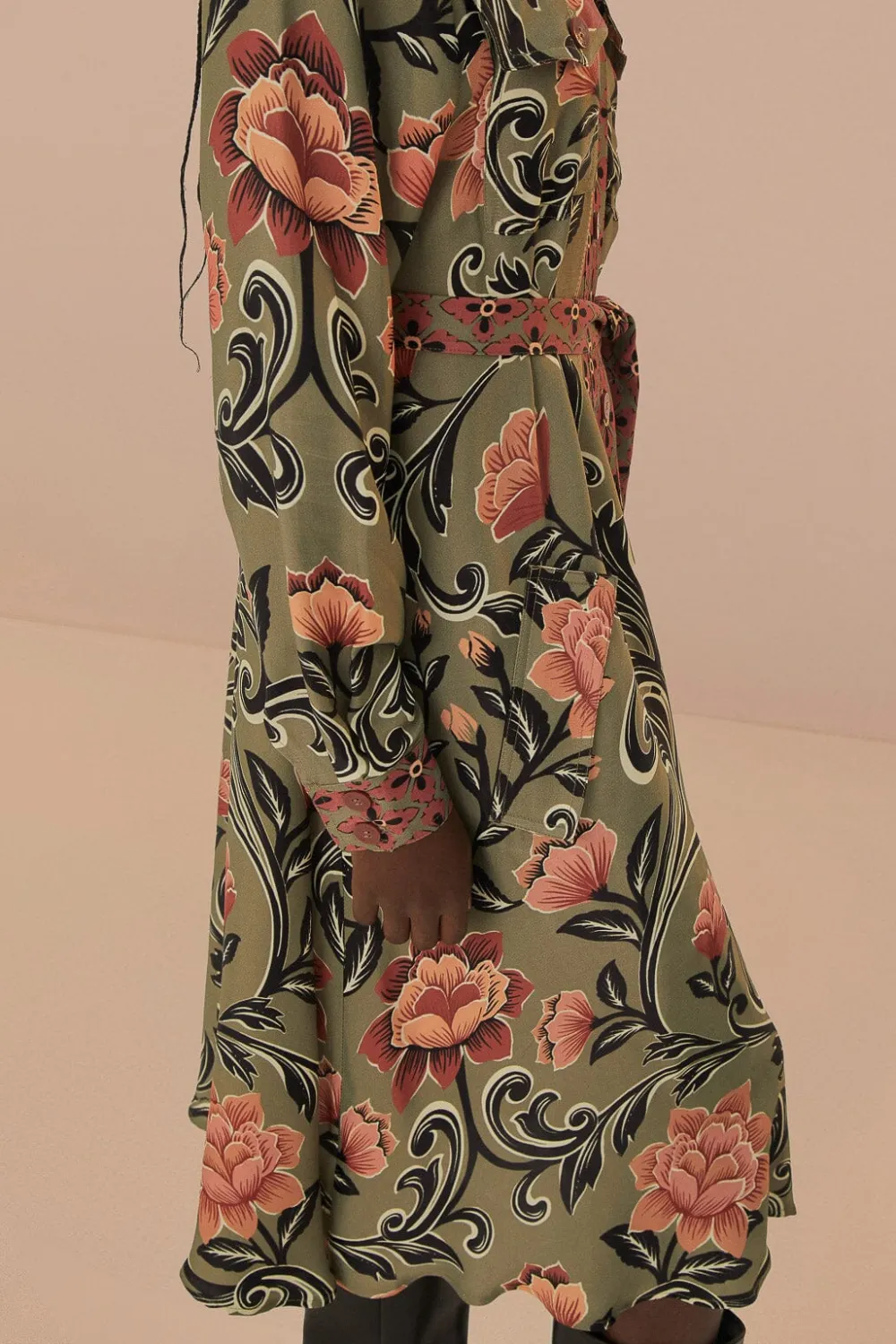chinese dress ladies Delicate Flower Arabesques Short Sleeve Midi Dress main image 0