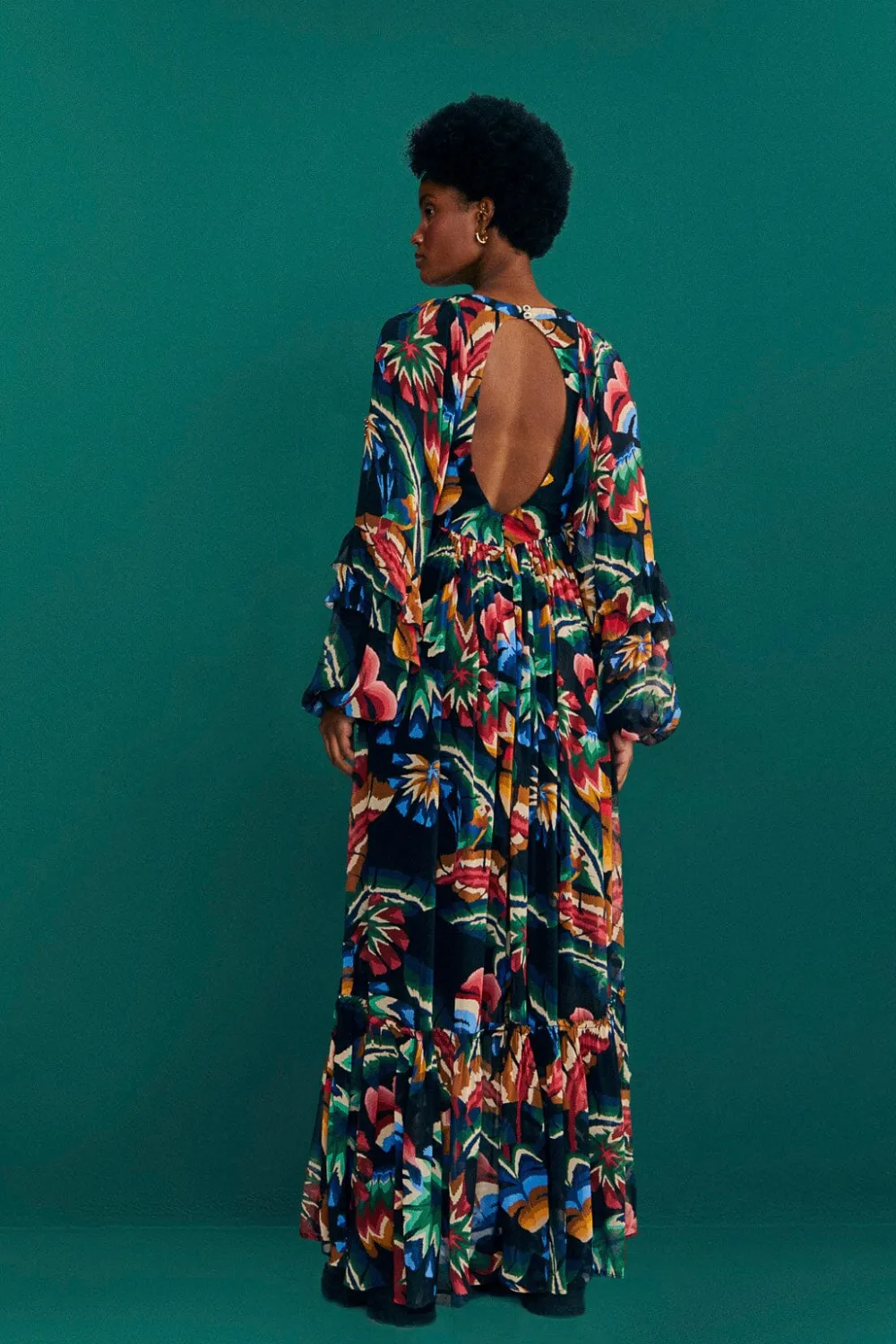 Black Chevron Forest Maxi Dress | FARM Rio Sale - Dress Happiness