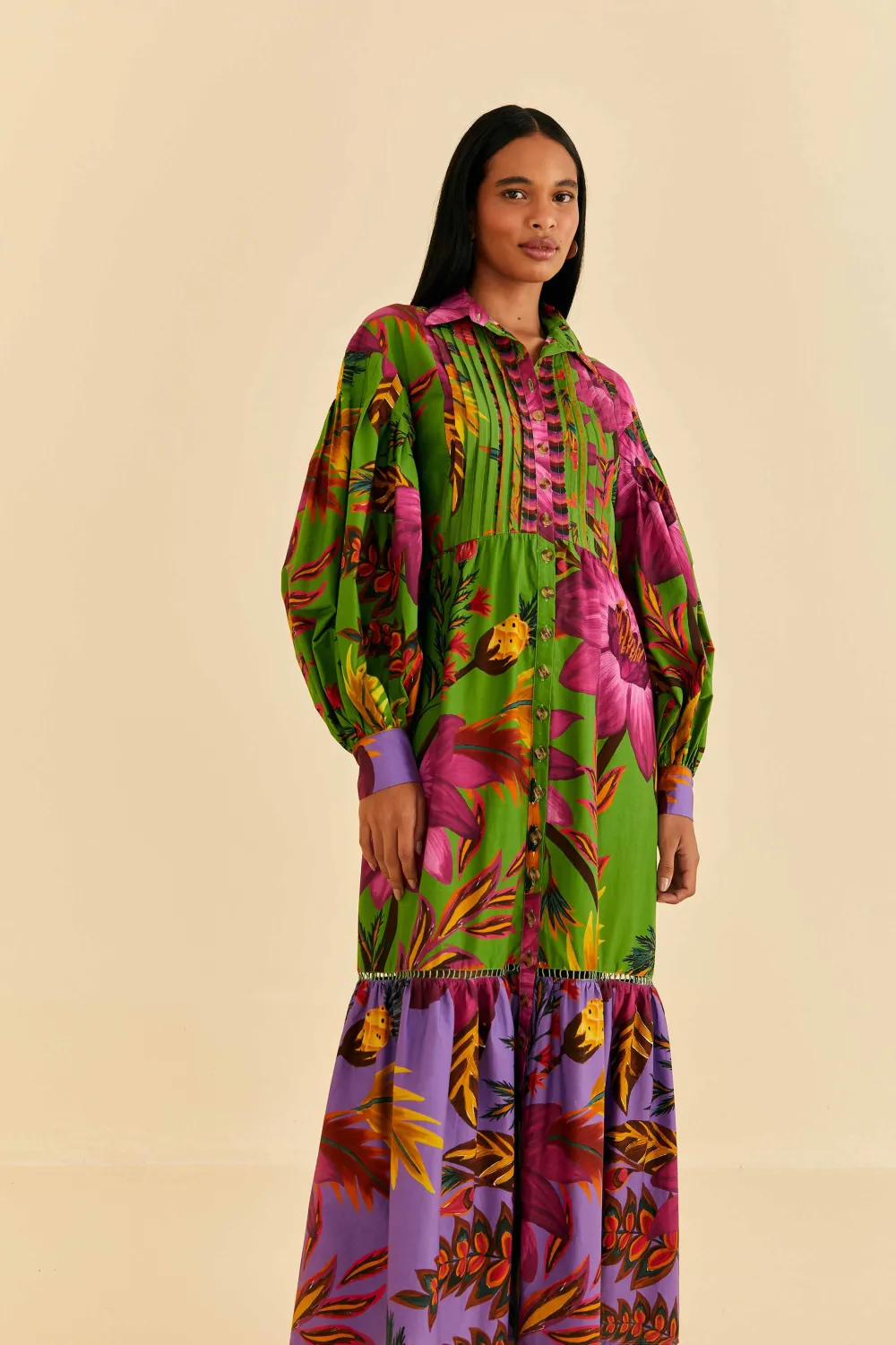 knee length dresses for ladies Pink Maxi Floral LENZING™ ECOVERO™ Viscose Slip Maxi Dress – FARM Rio